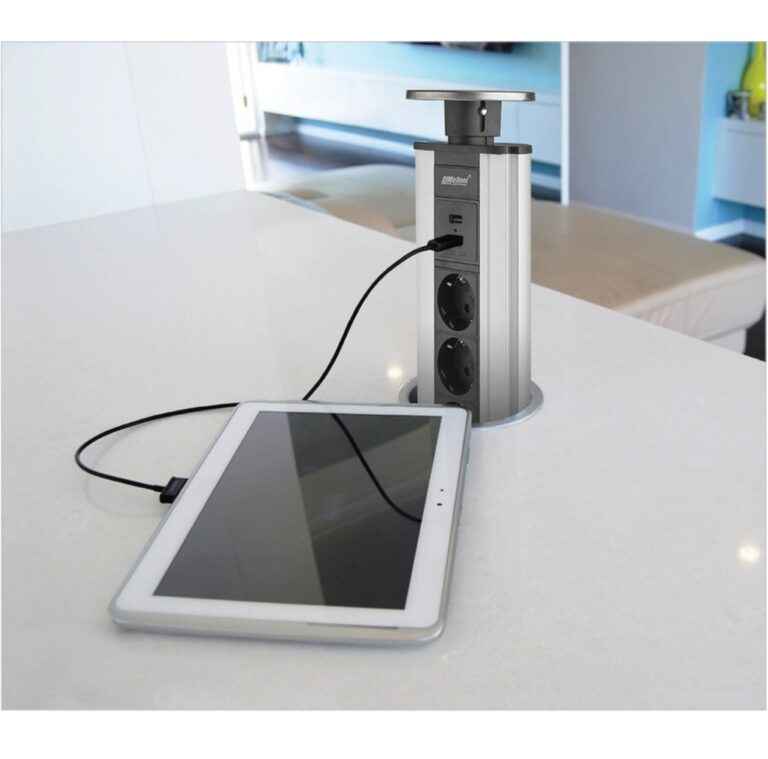 پریز توکار کابینت استوانه ای کد 10008 ملونی قطر 10 استیل تاچ با شارژر USB